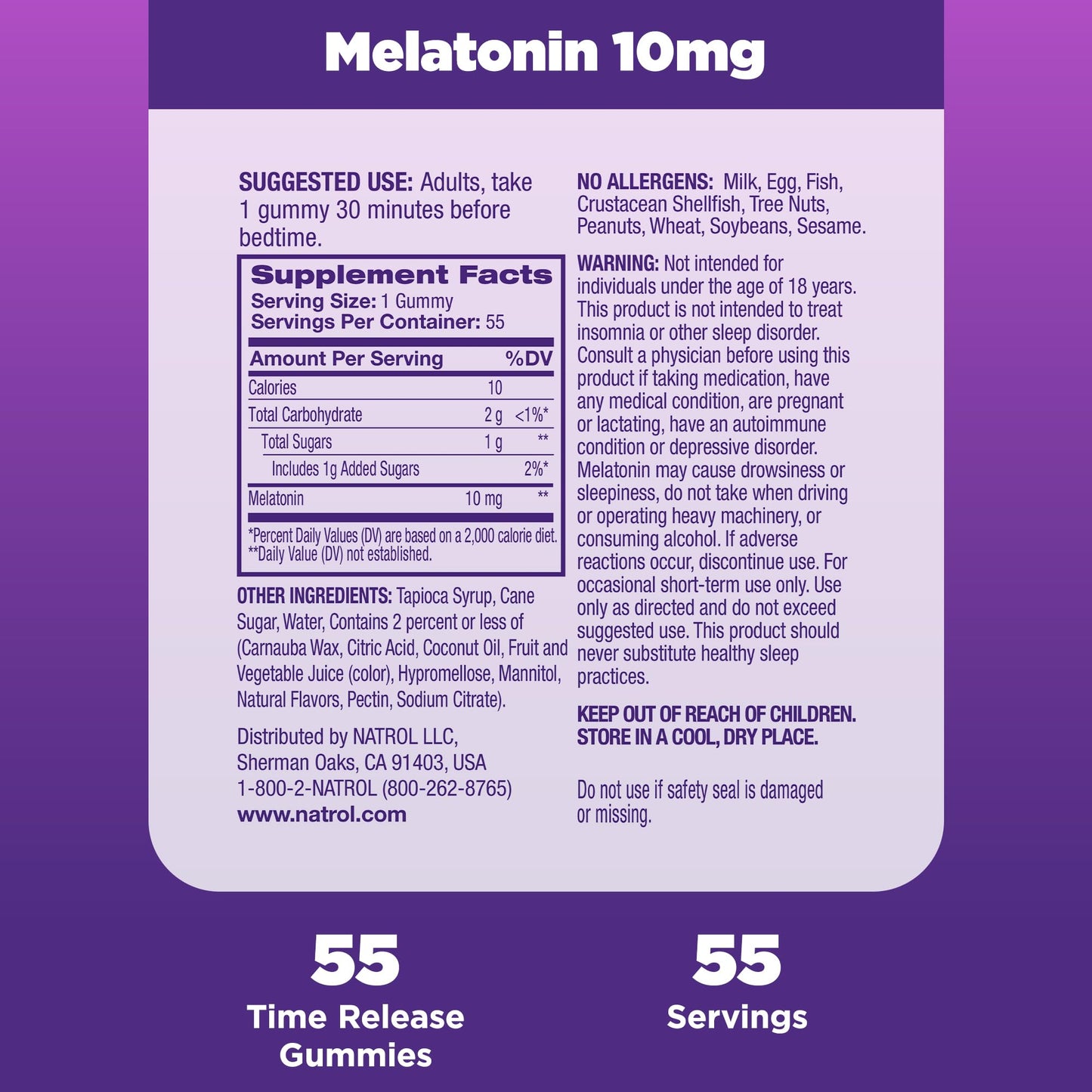 Pre-Order | Arrives in 5–10 Days – Natrol 10 mg Melatonin Gummies, Time Release Sleep Gummies for Adults, Minimize Wake Ups, Strawberry-Flavored, 55 Count, 55 Day Supply