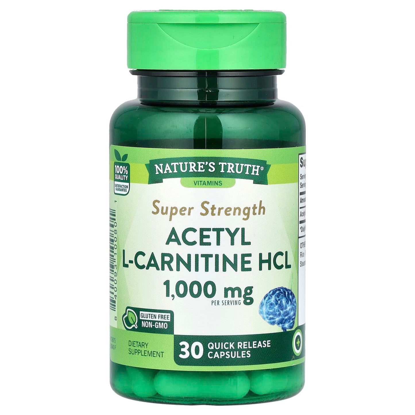 Pre-Order | Arrives in 5–10 Days – Nature's Truth
Acetyl L-Carnitine HCL, Super Strength, 1,000 mg, 30 Quick Release Capsules (500 mg per Capsule)
