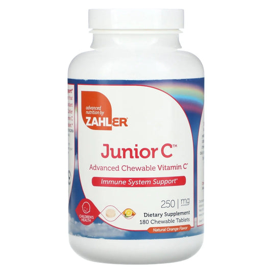 Pre-Order | Arrives in 5–10 Days – Zahler Junior C, Advanced Chewable Vitamin C, Natural Orange, 250 mg, 180 Chewable Tablets