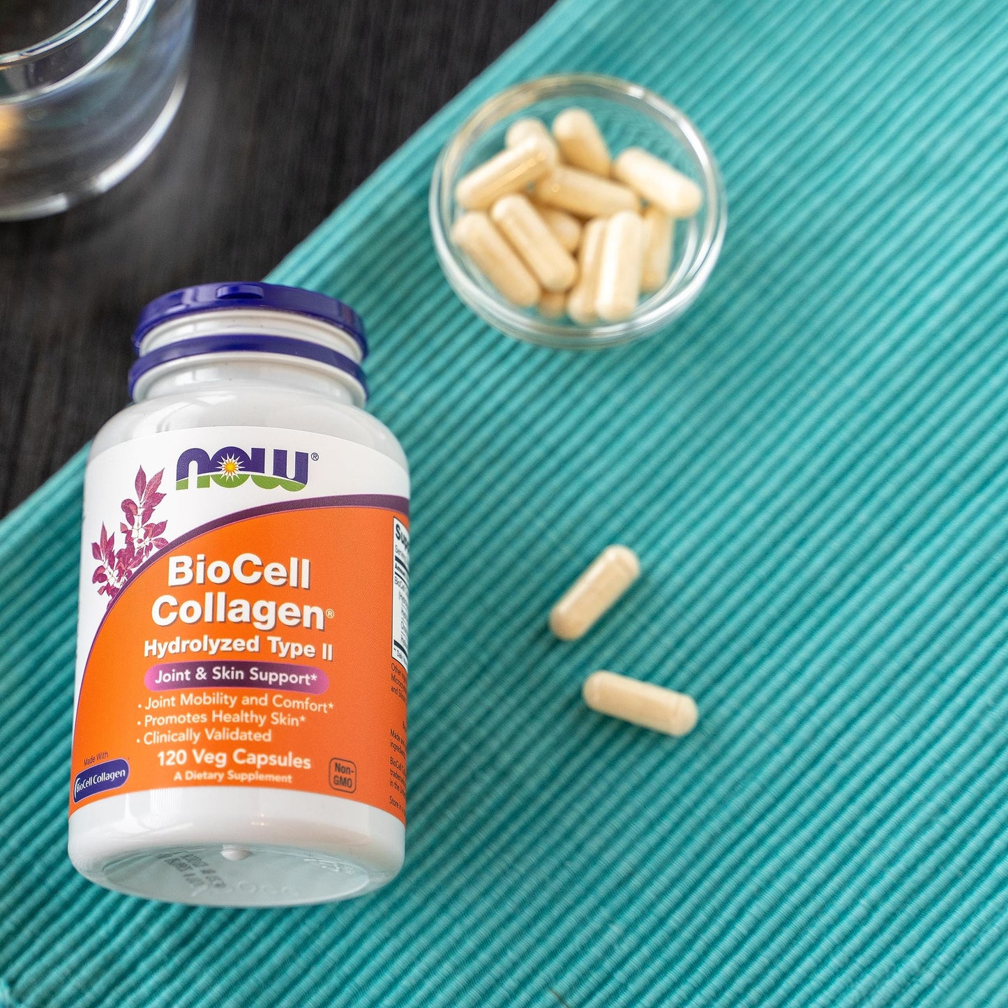 Pre-Order | Arrives in 5–10 Days – NOW Foods Supplements, BioCell Collagen® Hydrolyzed Type II, Clinically Validated, 120 Veg Capsules