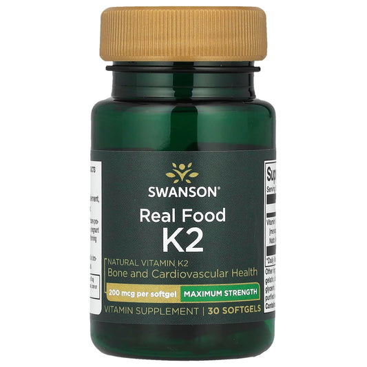 Pre-Order | Arrives in 5–10 Days – Swanson
Real Food K2, Maximum Strength , 200 mcg, 30 Softgels