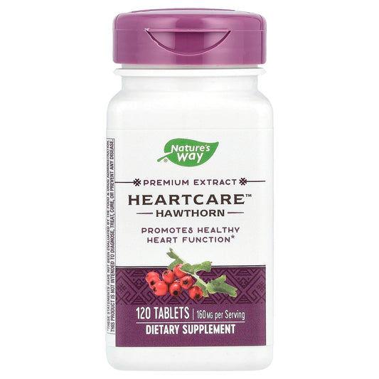 Pre-Order | Arrives in 5–10 Days – Nature's Way
Premium Extract, HeartCare™, Hawthorn, 160 mg, 120 Tablets (80 mg Per Tablet)