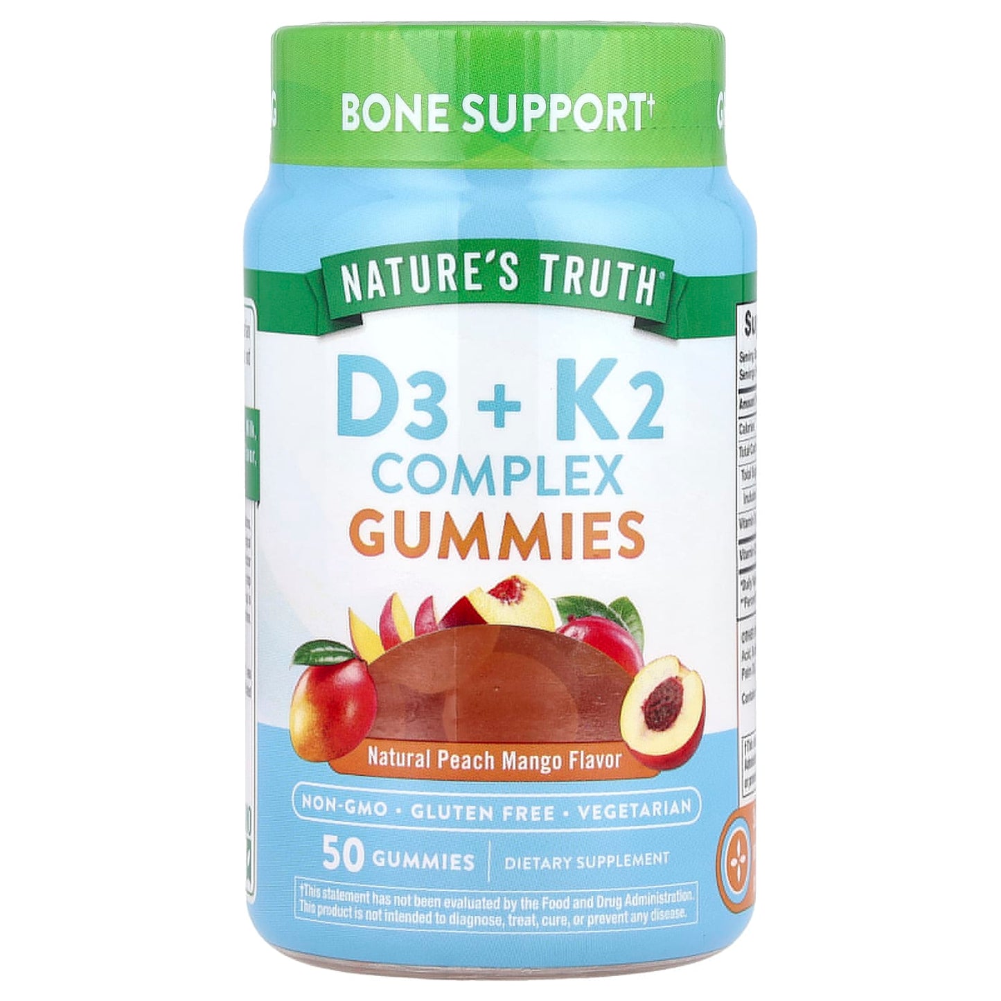 Pre-Order | Arrives in 5–10 Days – Nature's Truth
D3 + K2 Complex Gummies, Natural Peach Mango, 50 Gummies