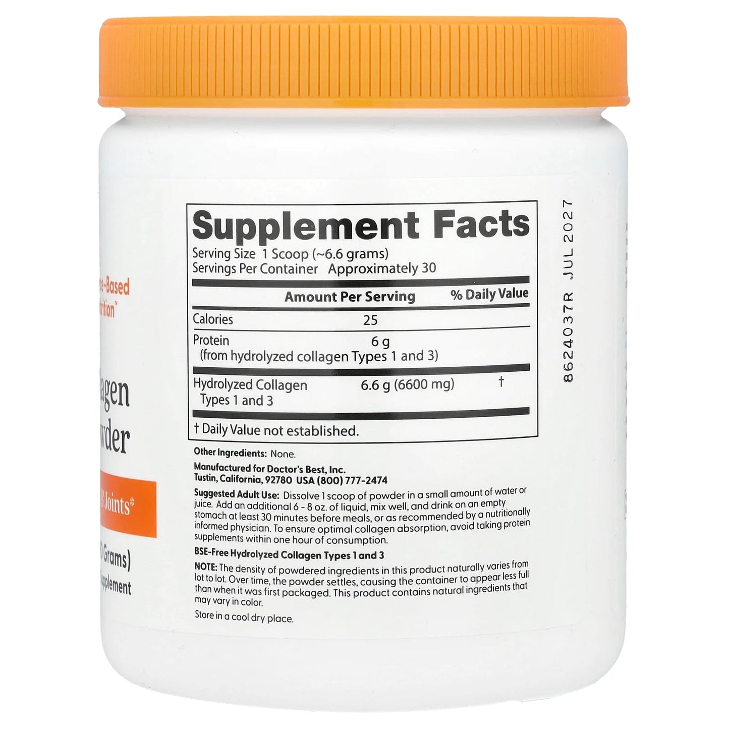 Pre-Order | Arrives in 5–10 Days – Doctor’s Best                   Pure Collagen Types 1 and 3 Powder, 7.1 oz (200 g)