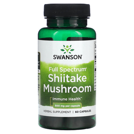 Pre-Order | Arrives in 5–10 Days – Swanson
Full Spectrum Shiitake Mushroom, 500 mg, 60 Capsules