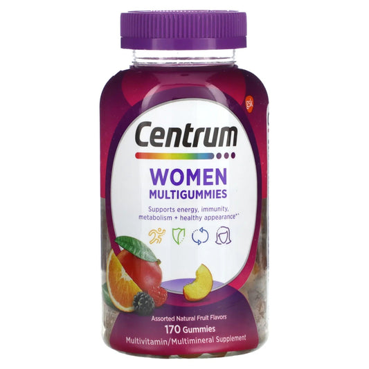 Pre-Order | Arrives in 5–10 Days – Centrum
Women Multigummies, Assorted Natural Fruit , 170 Gummies