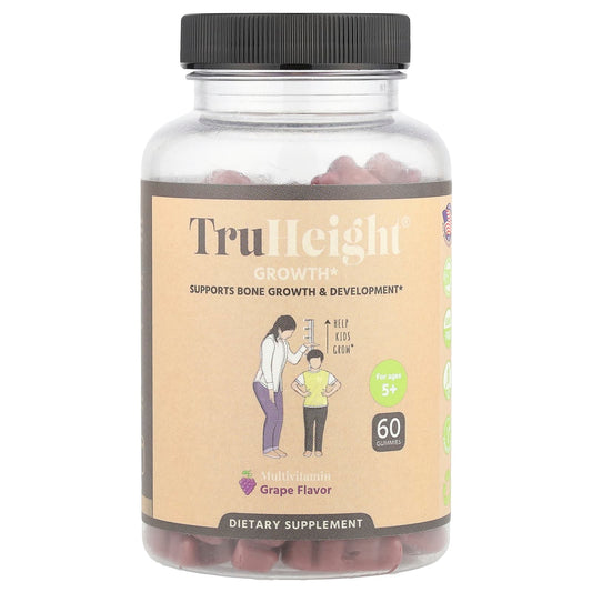 Pre-Order | Arrives in 5–10 Days – TruHeight
Growth Gummies, Multivitamin, For Ages 5+, Grape, 60 Gummies