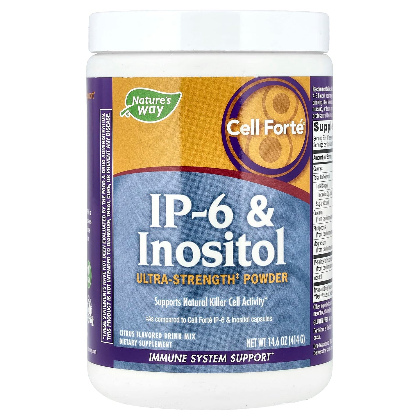 Pre-Order | Arrives in 5–10 Days – Nature's Way
Cell Forté®, IP-6 & Inositol, Ultra-Strength Powder, Citrus, 14.6 oz (414 g)