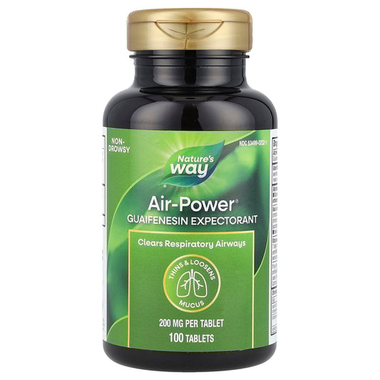 Pre-Order | Arrives in 5–10 Days – Nature's Way
Air-Power®, Guaifenesin Expectorant, 200 mg, 100 Tablets