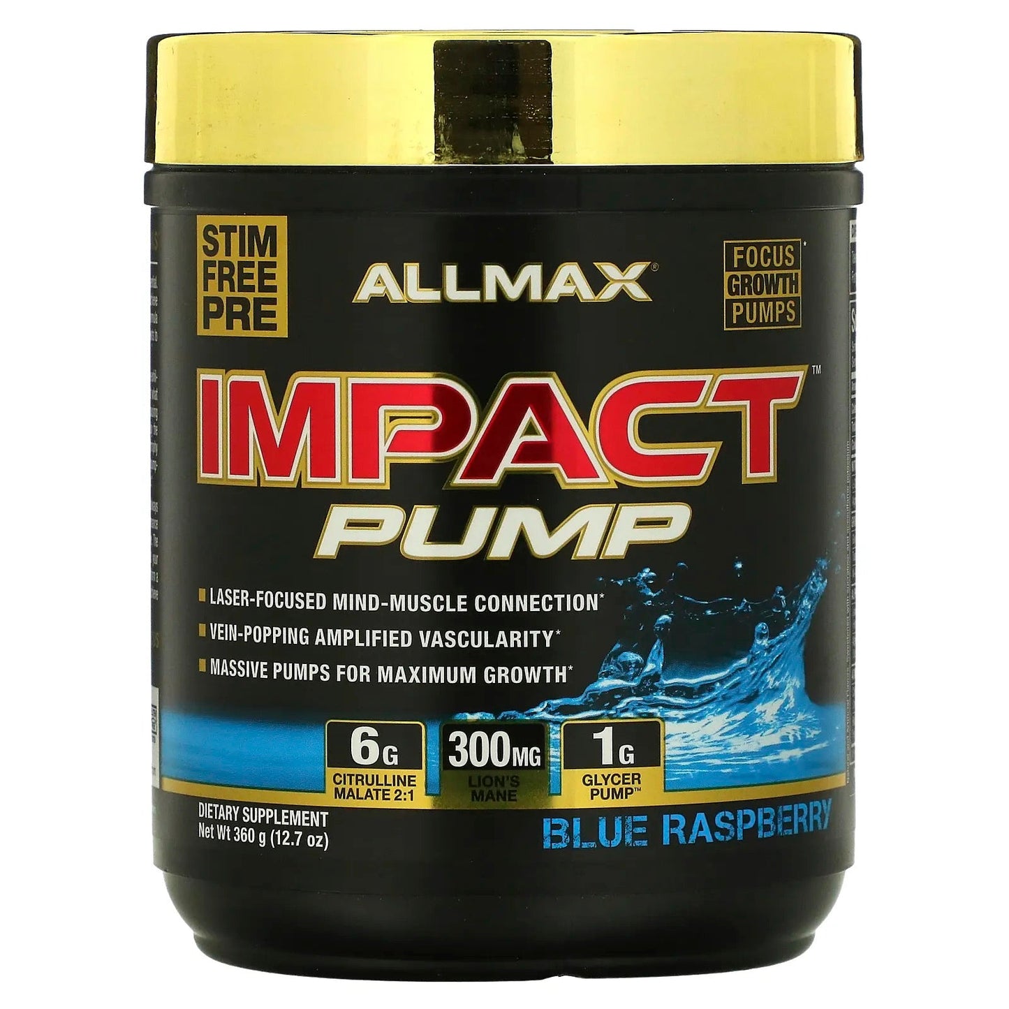 Pre-Order | Arrives in 5–10 Days – ALLMAX
IMPACT™ PUMP, Blue Raspberry, 12.7 oz (360 g)