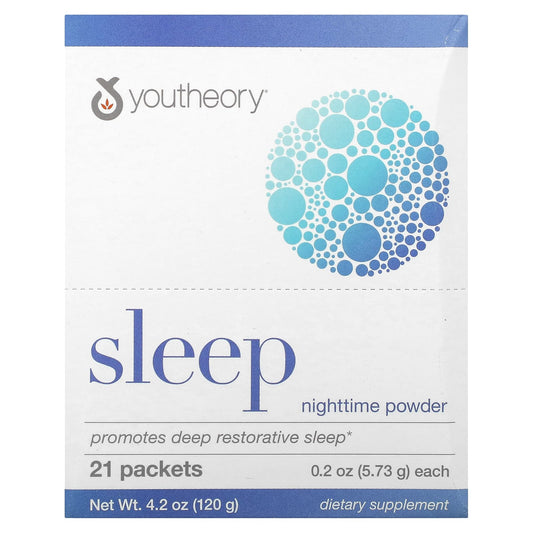 Pre-Order | Arrives in 5–10 Days – Youtheory
Sleep, Nighttime Powder, 21 Packets, 0.2 oz (5.73 g) Each