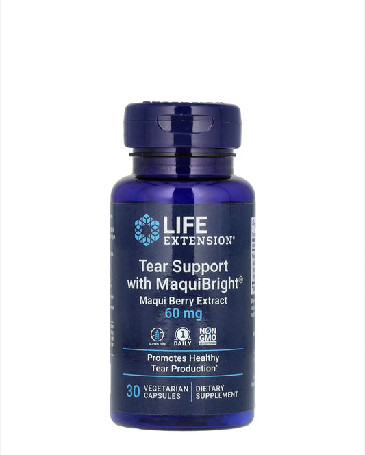 Pre-Order | Arrives in 5–10 Days –
LIFE EXTENSION TEAR SUPPORT WITH MAQUIBRIGHT, MAQUI BERRY EXTRACT, 60MG, 30 CAPSULES