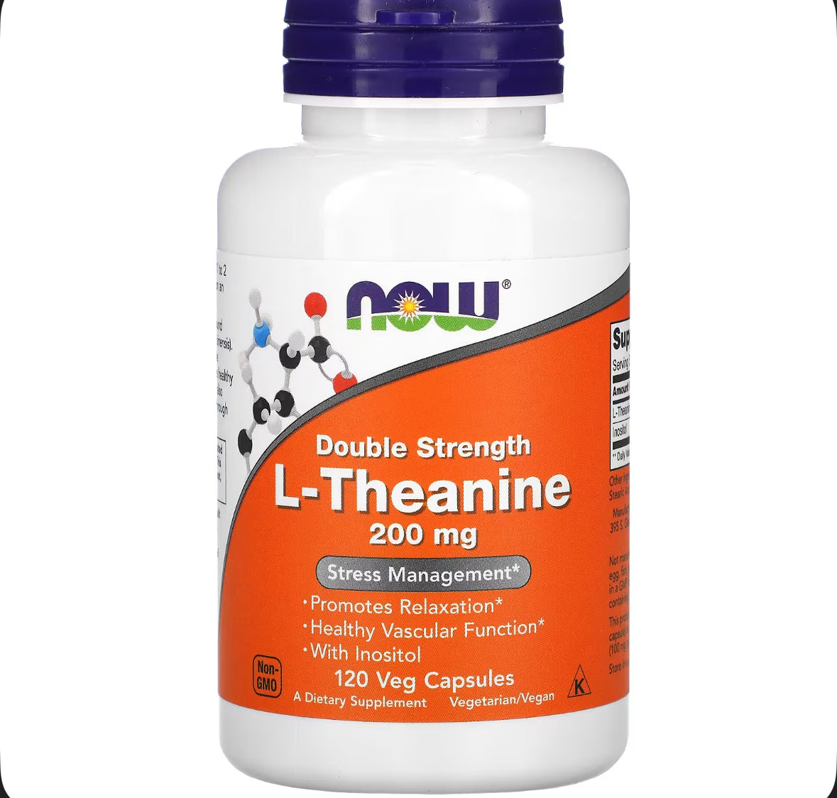 Pre-Order | Arrives in 5–10 Days – NOW Foods L-Theanine, Double Strength 200 mg Per Cap - 120 Veg Capsules - Enhanced with 100mg Inositol - Vegetarian, Non-GMO - Ltheanine 200mg Supplement
