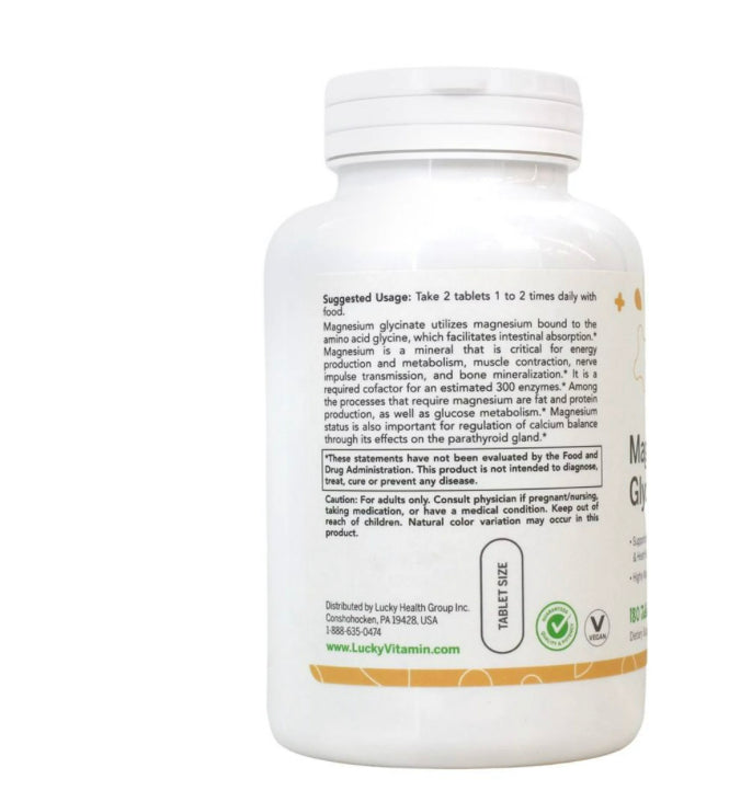 LUCKY VITAMIN MAGNESIUM GLYCINATE, 180 TABLETS