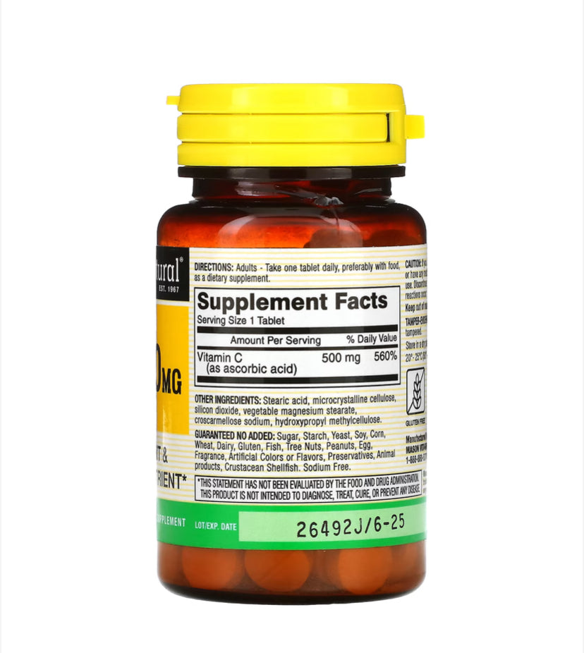 MASON NATURAL C 500MG, 100 TABLETS