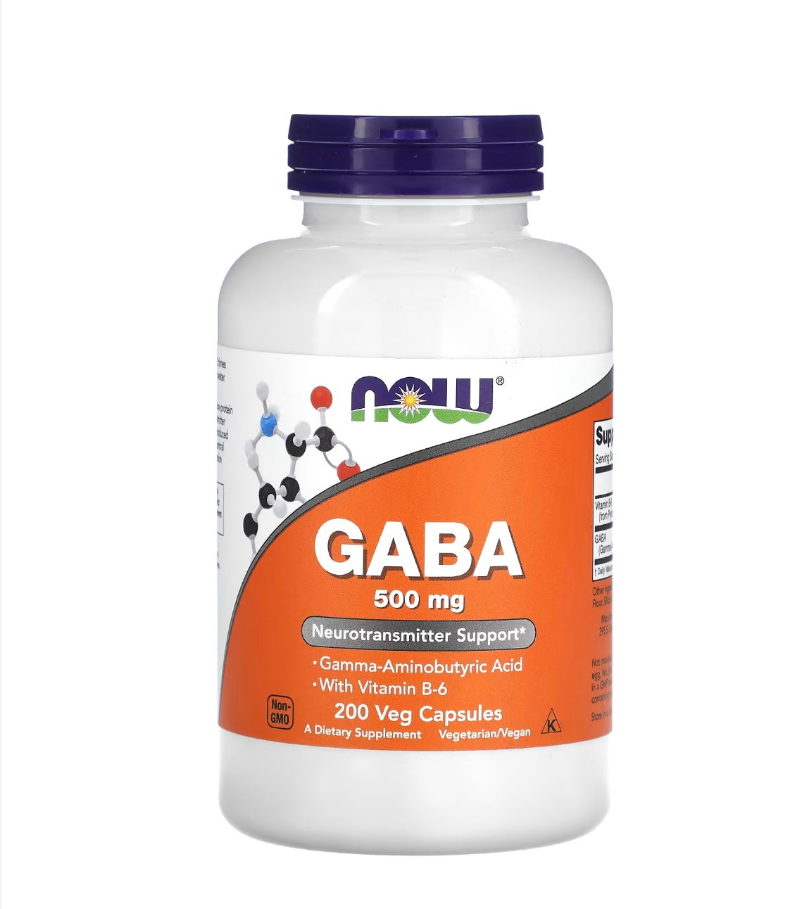 NOW GABA 500MG, 200 VEG CAPSULES