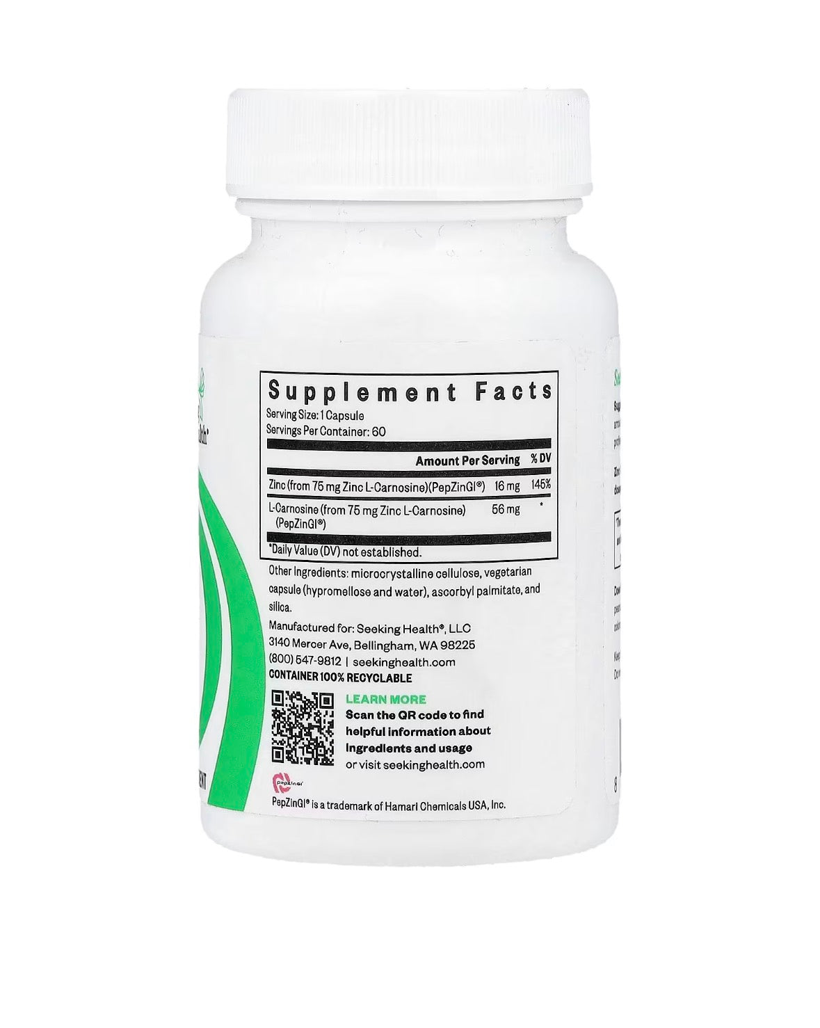 Pre-Order | Arrives in 5–10 Days – Seeking Health Zinc Carnosine, 60 Vegetarian Capsules
