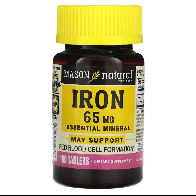 MASON NATURAL IRON 65MG, 100 TABLETS