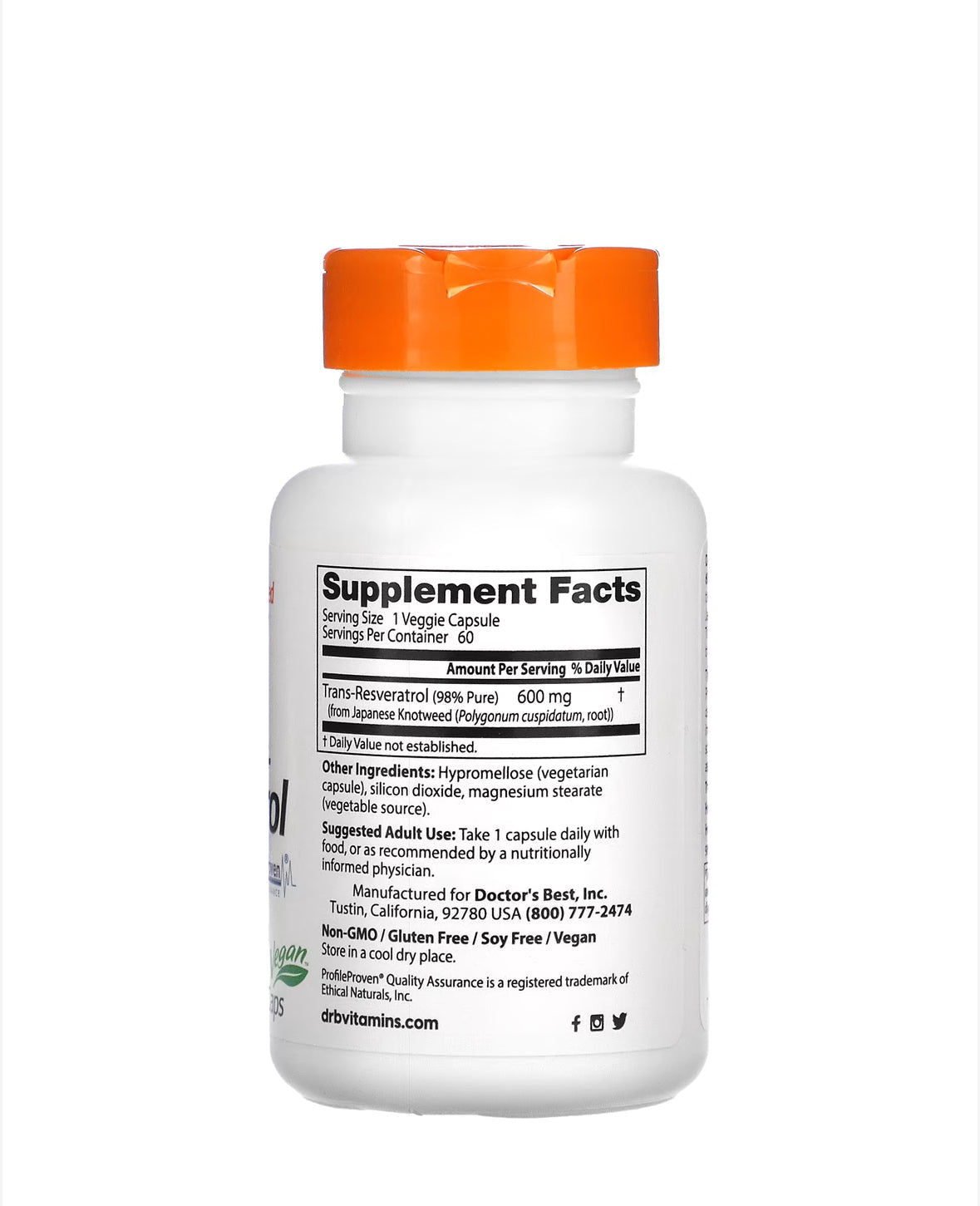 Pre-Order | Arrives in 5–10 Days – DOCTOR’S BEST HIGH POTENCY TRANS-RESVERATROL 600