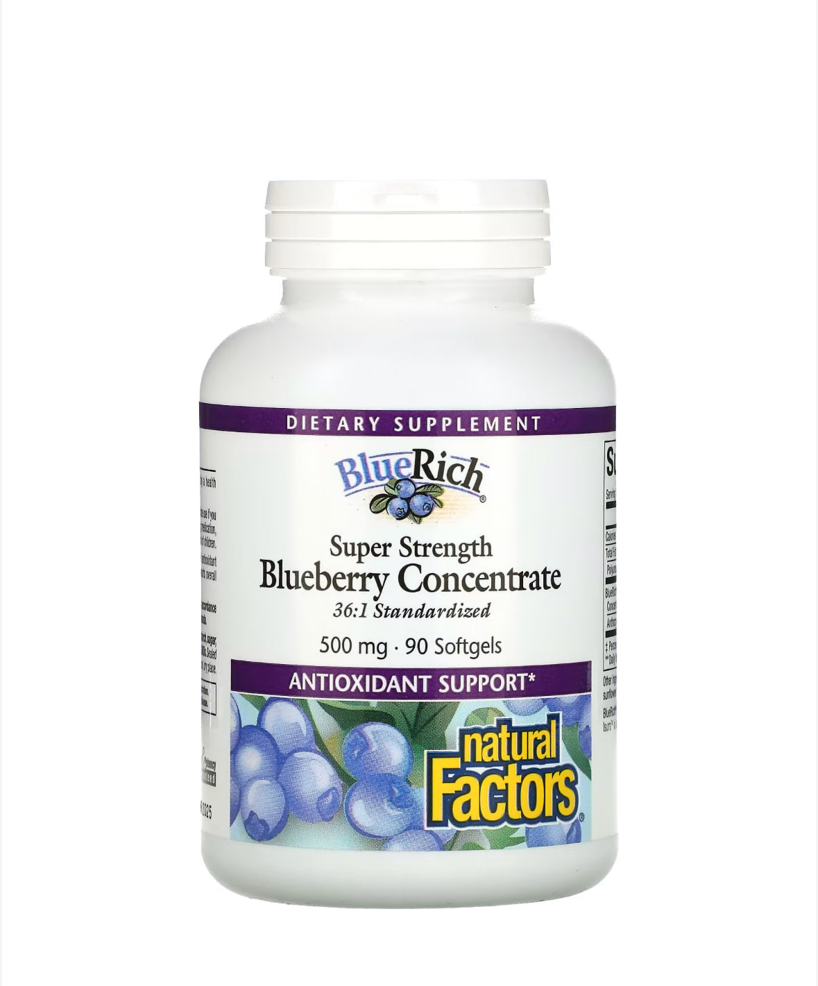 Pre-Order | Arrives in 5–10 Days – NATURAL FACTORS SUPER STRENGTH BLUEBERRY CONCENTRATE 500MG, 90 SOFTGELS