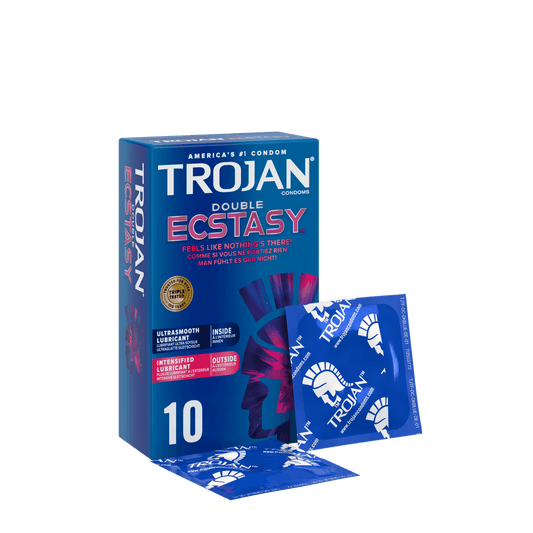 TROJAN DOUBLE ECSTASY, 10 LUBRICATED CONDOMS