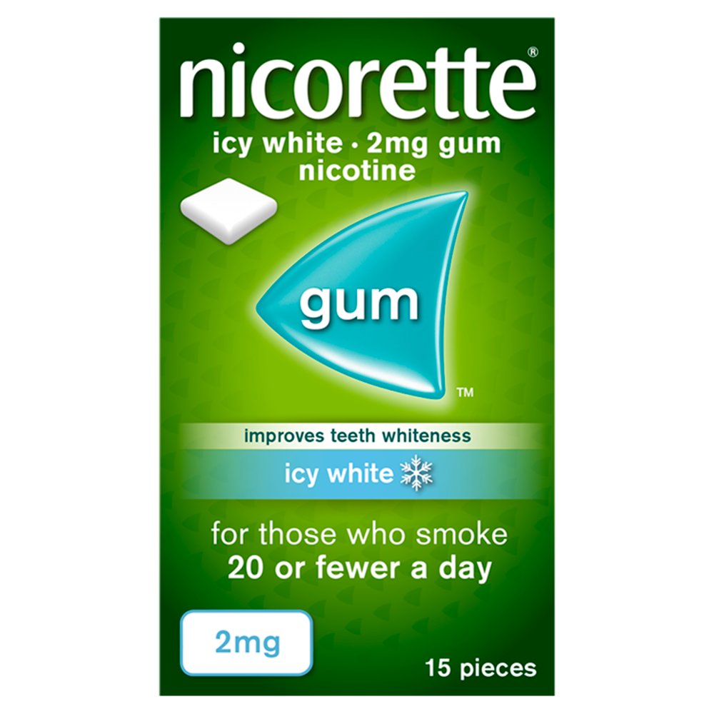 NICORETTE ICY WHITE 2MG GUM NICOTINE, 15 PCS