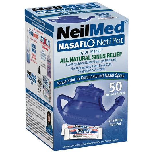 NEILMED NASAFLO NETI POT ALL NATURAL SINUS RINSE, 50 PREMIXED PACKETS