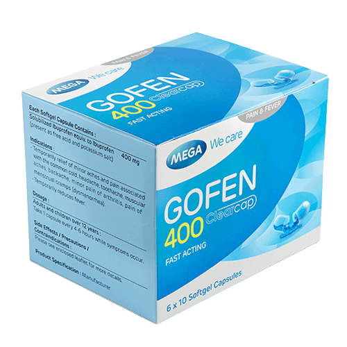 Gofen Ibuprofen 400mg Softgel Capsules – Fast Pain Relief – Caplet