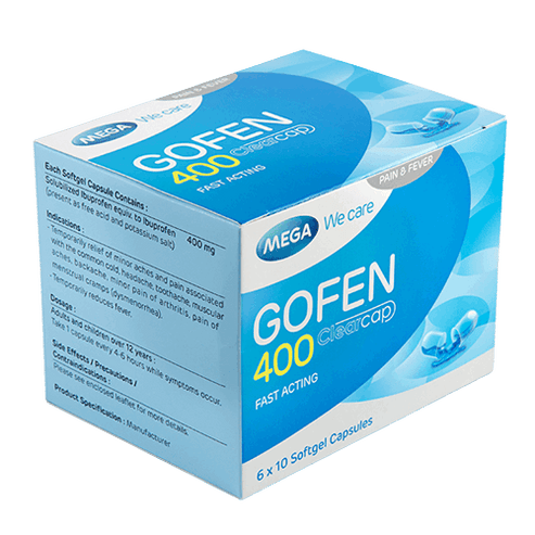 Gofen Ibuprofen 400mg Softgel Capsules – Fast Pain Relief – Caplet