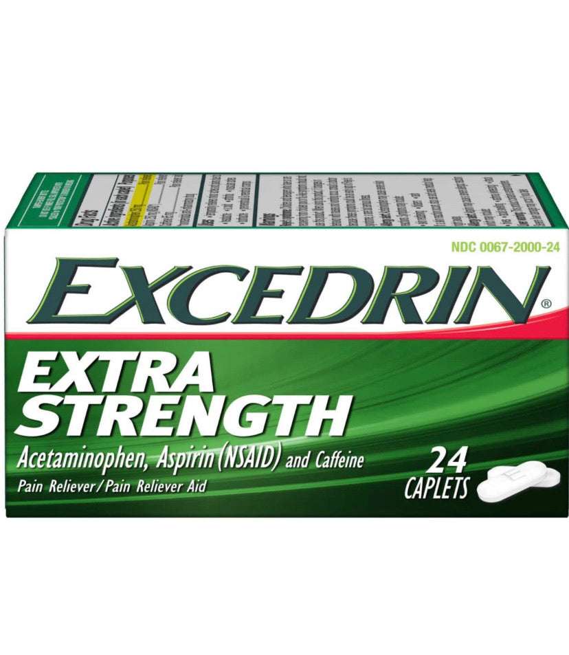 EXCEDRIN EXTRA STRENGTH PAIN RELIEF CAPLETS, WHITE, 24 COUNT