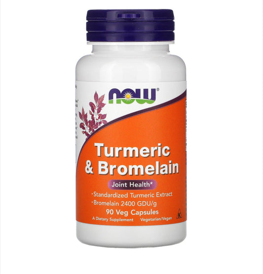 NOW TURMERIC & BROMELAIN, 90 VEG CAPSULES