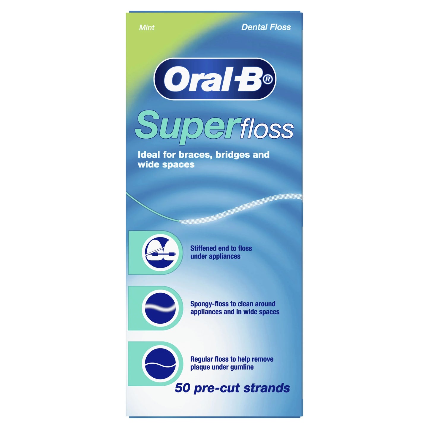ORAL B DENTAL SUPERFLOSS, 50 PRE-CUT STRANDS