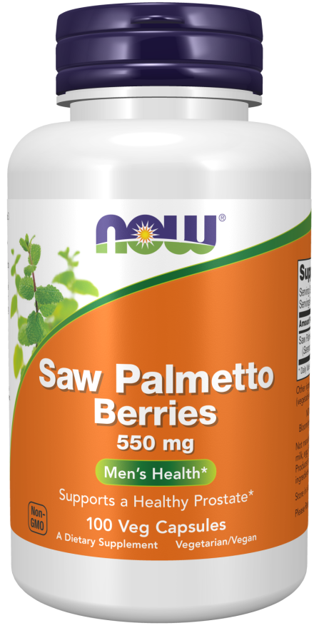 NOW SAW PALMETTO BERRIES 550MG, 100 VEG CAPSULES