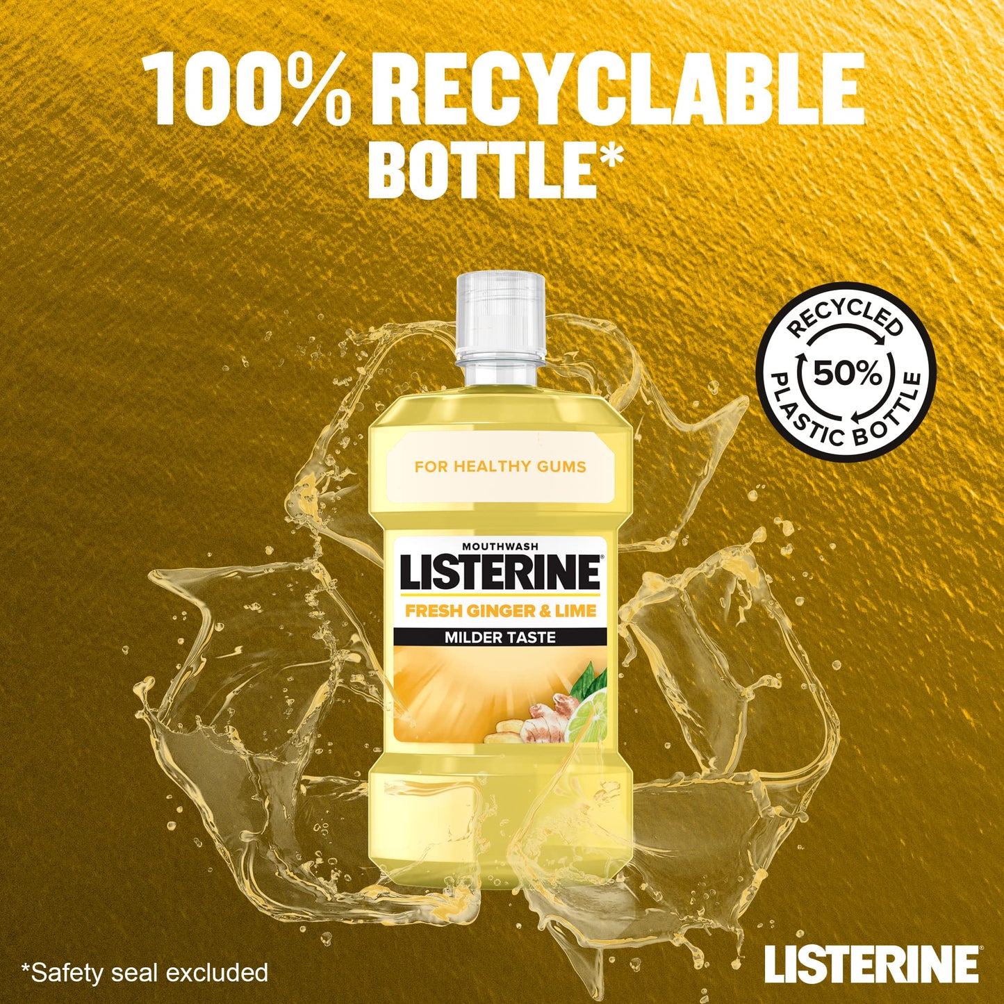 LISTERINE FRESH GINGER & LIME MOUTHWASH 500ML