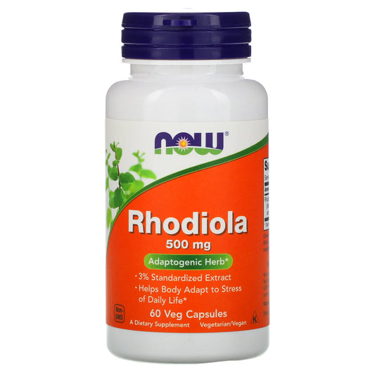 NOW RHODIOLA 500MG, 60 VEG CAPSULES