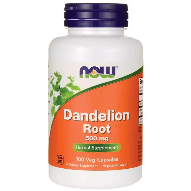NOW DANDELION ROOT 500MG, 100 VEG CAPSULES