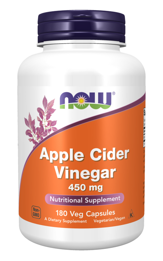 NOW APPLE CIDER VINEGAR 450MG, 180 VEG CAPSULES