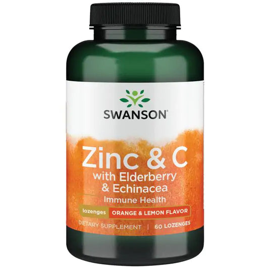Pre-Order | Arrives in 5–10 Days – SWANSON ZINC & C WITH ELDERBERRY & ECHINACEA, 60 LOZENGES