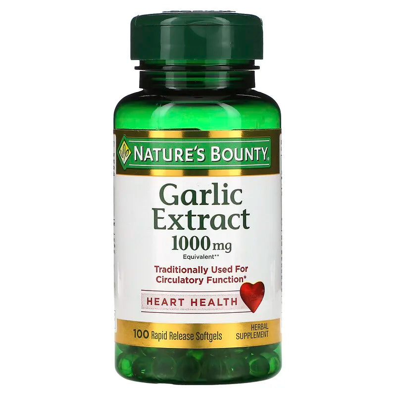NATURE’S BOUNTY GARLIC EXTRACT 1000MG, 100 SOFTGELS