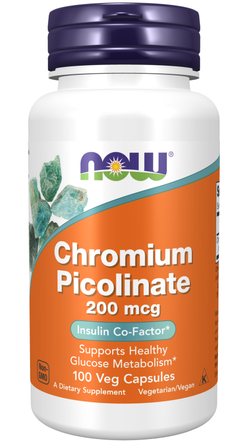 NOW CHROMIUM PICOLINATE 200MCG, 100 VEG. CAPSULES