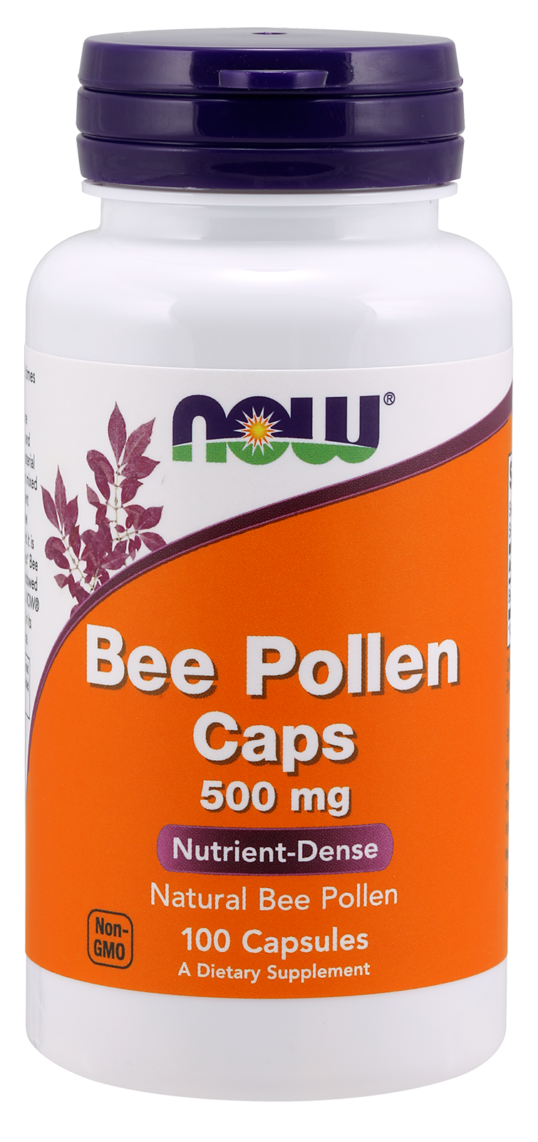 NOW BEE POLLEN CAPS 500MG, 100 CAPSULES