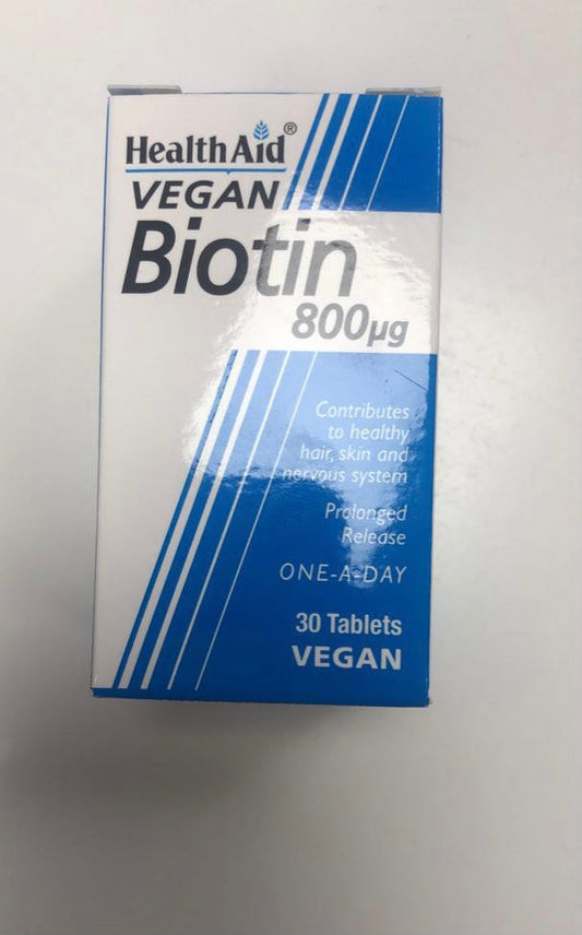 HEALTHAID BIOTIN 800µg 30 TABLETS - E-Pharmacy Ghana