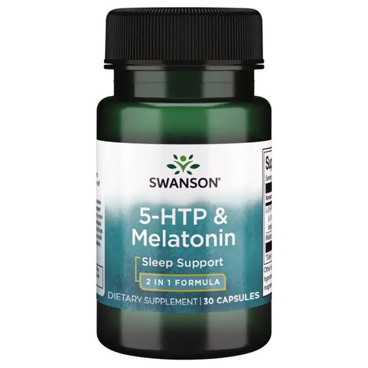 Pre-Order | Arrives in 5–10 Days – SWANSON 5-HTP & MELATONIN, 30 VEGGIE CAPS