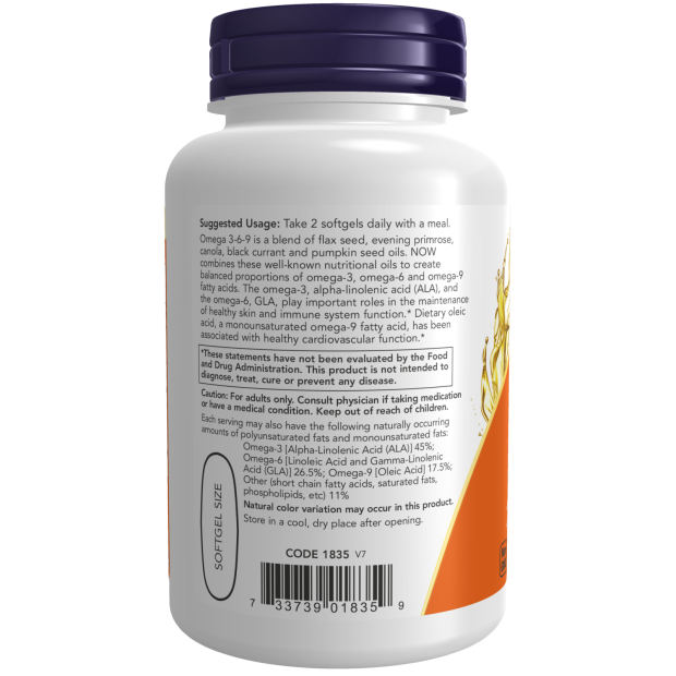 NOW OMEGA 3-6-9 1000MG, 100 SOFTGELS