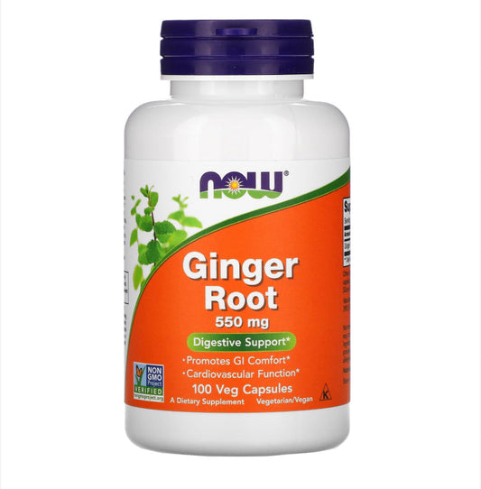 NOW GINGER ROOT 550MG, 100 VEG CAPSULES