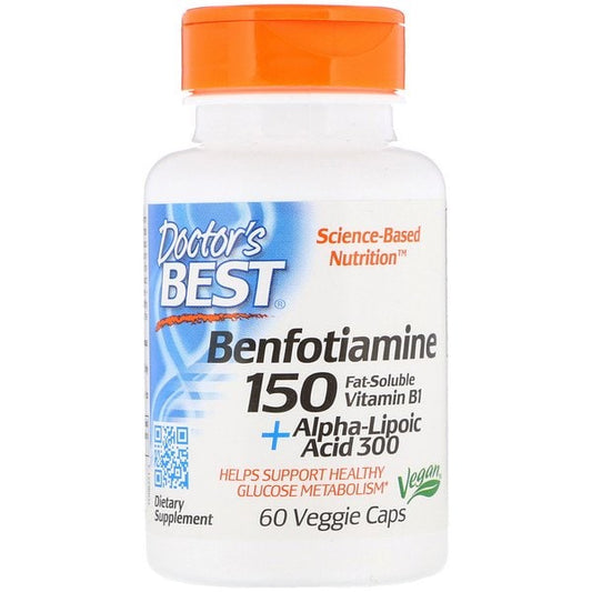 Pre-Order | Arrives in 5–10 Days – DOCTOR’S BEST BENFOTIAMINE 150 + ALPHA LIPOIC ACID 300, 60 VEG. CAPSULES