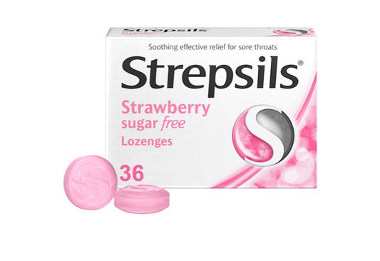 STREPSILS STRAWBERRY SUGAR FREE LOZENGES