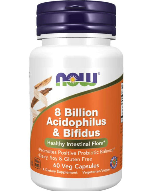 NOW 8 BILLION ACIDOPHILUS & BIFIDUS 60 CAPSULES - E-Pharmacy Ghana