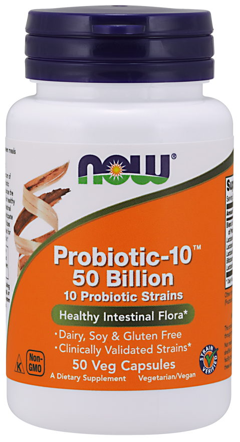 NOW PROBIOTIC-10 50 BILLION, 50 VEG. CAPSULES
